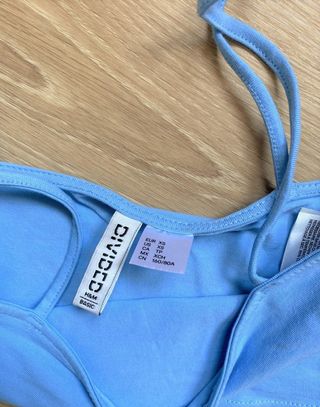 Crop Top H&M Azul Celeste Talla XS Mujer Tirantes