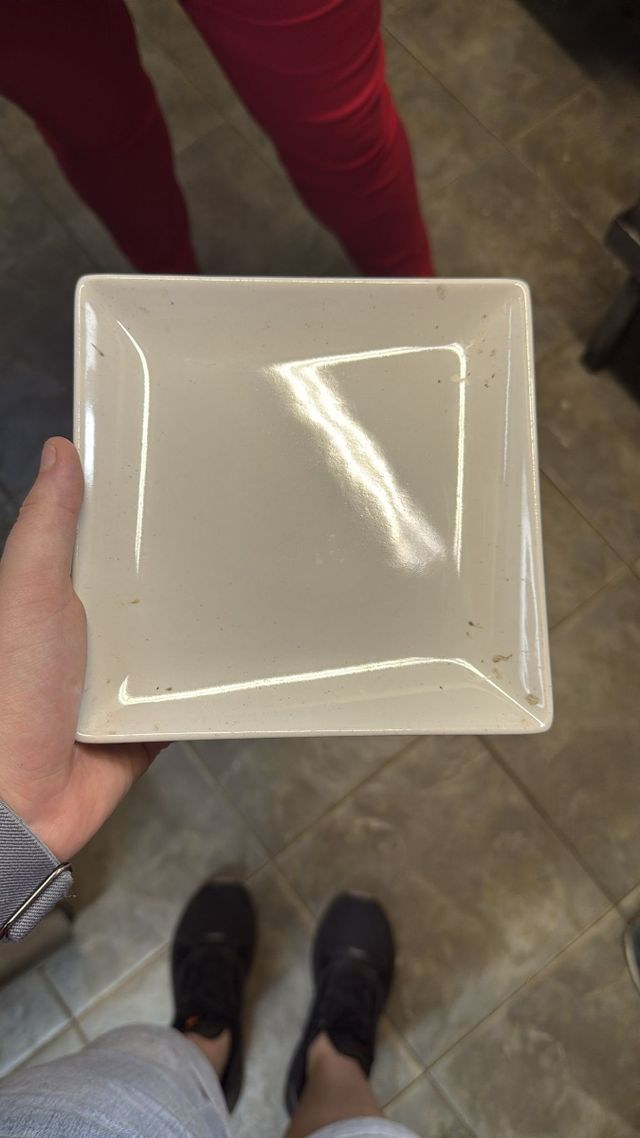 12 Platos de postre cuadrados blancos