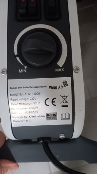 Termoconvettore Elettrico Plein Air Bianco