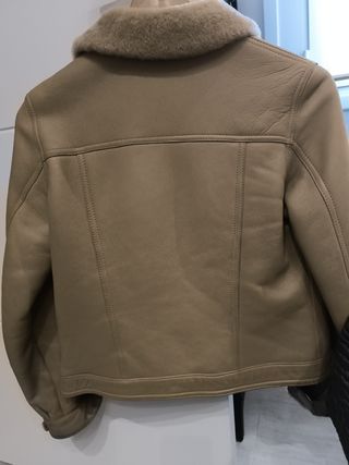 Cazadora Piel Borreguito Beige Vaquera