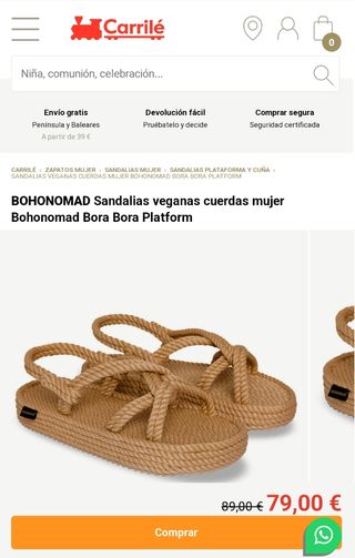 Sandalias cuerda doble suela BOHONOMAD Beige