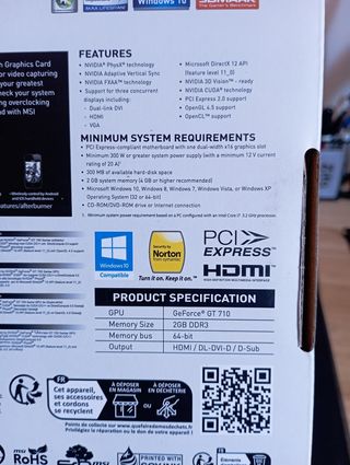 Tarjeta Gráfica MSI GeForce GT710 2GB.