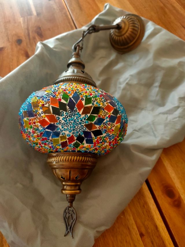 Lámpara Turca Multicolor Vidrio y Metal