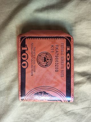 Billetera de piel diseño billete 100 dólares