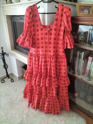 Vestido Flamenca Rojo Lunares