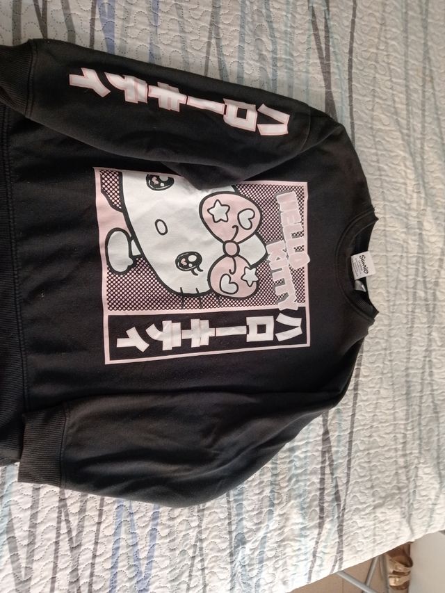 Sudadera Hello Kitty Negra gris XS