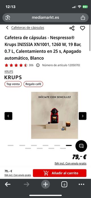 Cafetera Nespresso Roja