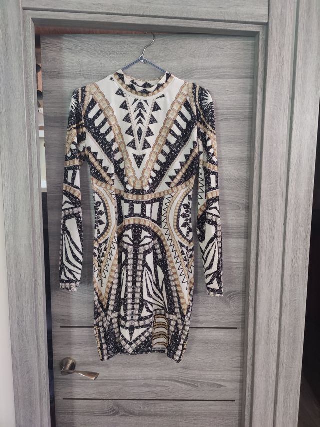 Vestido estampado manga larga