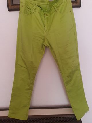 Pantalón verde elástico mujer talla 44