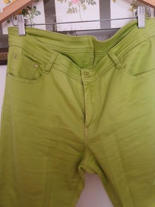 Pantalón verde elástico mujer talla 44