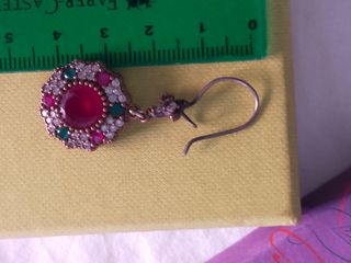 Pendientes Plata con Piedras Rojas y Verdes