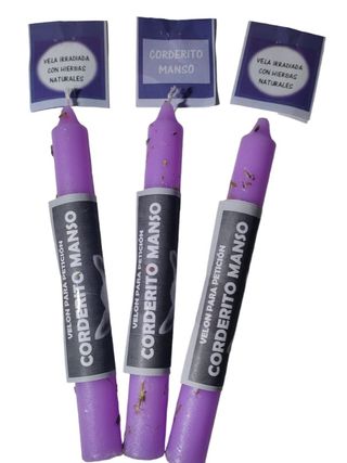3 Velas Corderito Manso con Hierbas Naturales