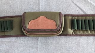 Cartuccera per carabina in tela e cuoio