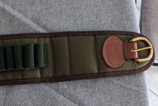 Cartuccera per carabina in tela e cuoio