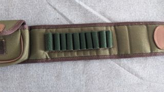 Cartuccera per carabina in tela e cuoio