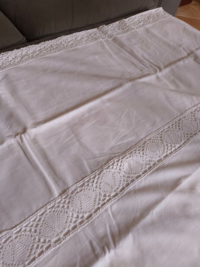 Lenzuolo singolo bianco con pizzo