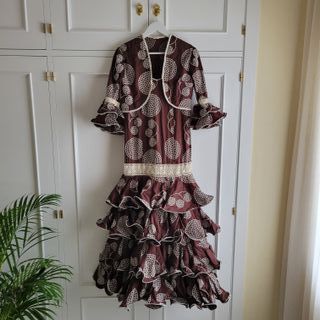 Traje Flamenca Marrón con Lunares Marca Anisa
