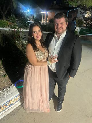 Vestido de fiesta rosa pálido con lentejuelas