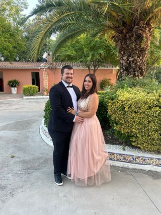 Vestido de fiesta rosa pálido con lentejuelas