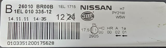 26010BR00B FARO DERECHO NISSAN QASHQAI (J10)