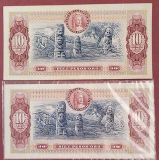 2 Billetes 10 Pesos Oro Colombia 1980