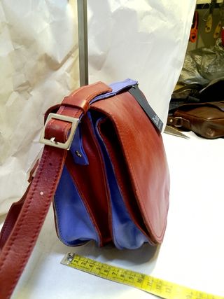 Bandolera Rebu Piel Azul y Rojo