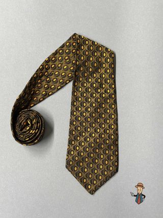 Corbata Christof Wien Seda Geometría Marrón/Dorado