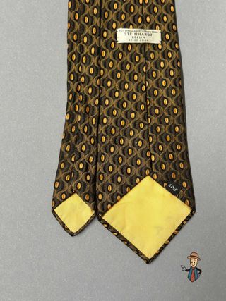 Corbata Christof Wien Seda Geometría Marrón/Dorado