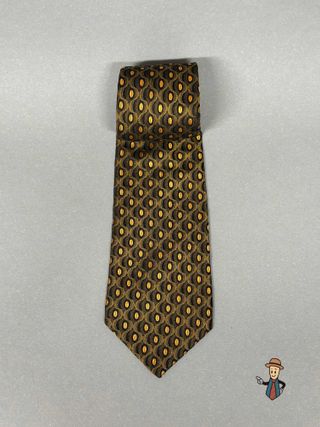 Corbata Christof Wien Seda Geometría Marrón/Dorado