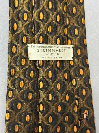 Corbata Christof Wien Seda Geometría Marrón/Dorado