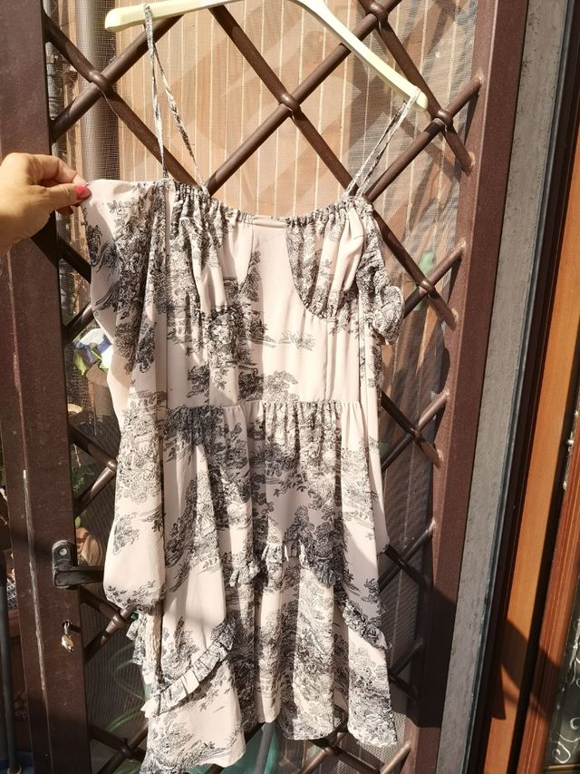 Vestito donna con stampe beige e nere