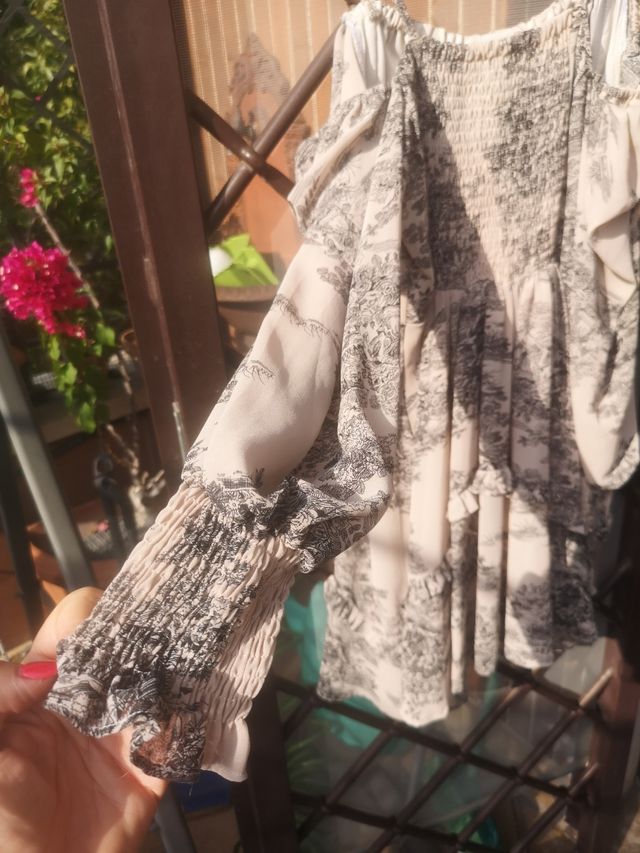 Vestito donna con stampe beige e nere