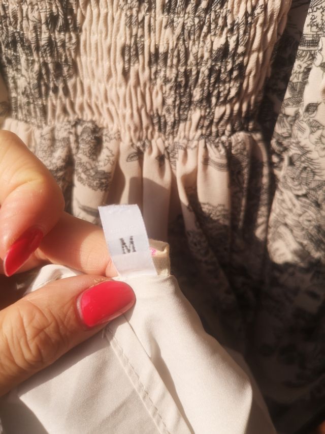 Vestito donna con stampe beige e nere