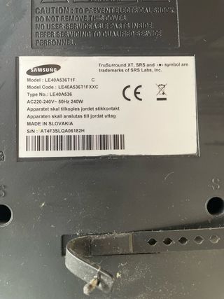 Televisión Samsung Negra 42”
