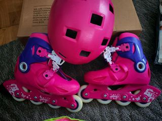 Juego Patines Oxelo, Casco y Culera Rosa