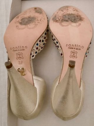 Zapatos de fiesta peep toe beige