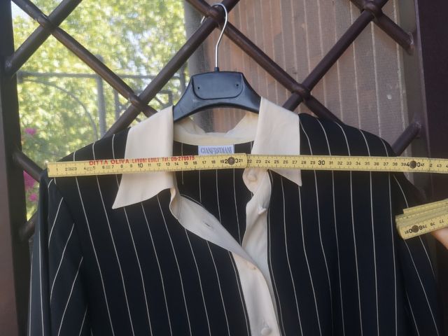 Camicia  seta nera righe avorio