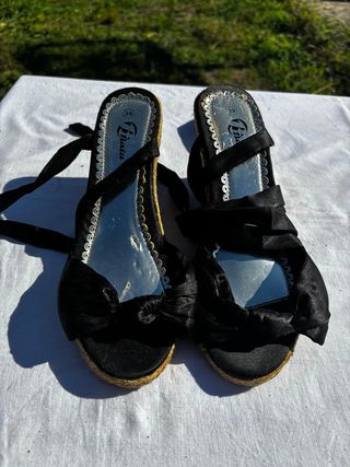 Espadrillas Bata Nere Zeppa Fiocco 39