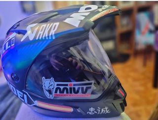 Casco Moto trail  Negro con Pegatinas L