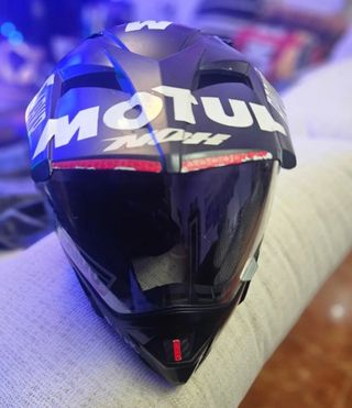 Casco Moto trail  Negro con Pegatinas L