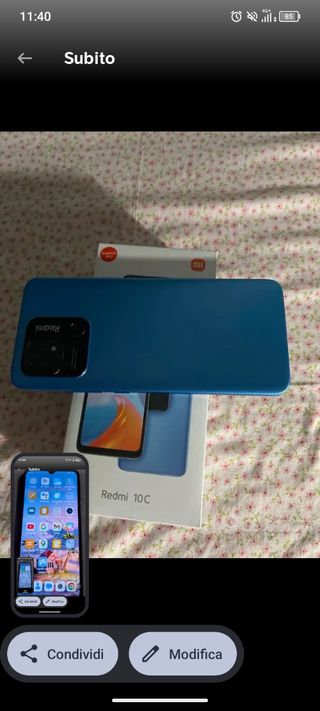 Xiaomi Redmi 10C Blu con scatola e cavo ricarica 