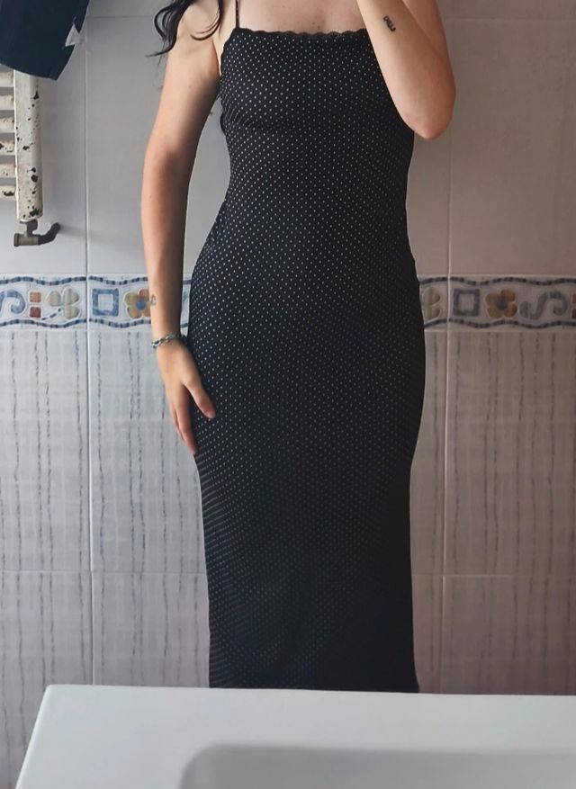 Vestido Bershka Negro Lunares