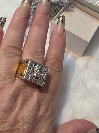 Anillo Secreto Hombre León Plata y Oro