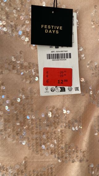 Falda Larga Zara Lentejuelas Rosa y Dorado