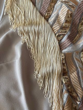 Camisa de fiesta tirantes beige y oro