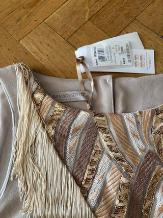 Camisa de fiesta tirantes beige y oro