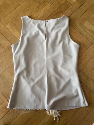 Camisa de fiesta tirantes beige y oro