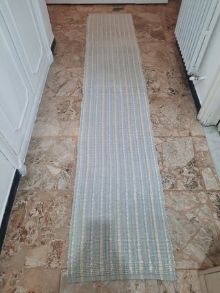Tappeto passatoia righe beige e blu