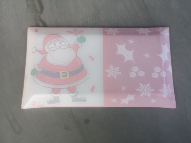 Vassoio Natale Vetro Babbo Natale Holly