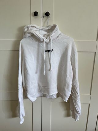 Sudadera Hollister Cropped Blanca Mujer